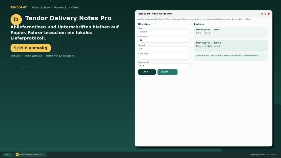 Tendor Delivery Notes Pro Screenshot