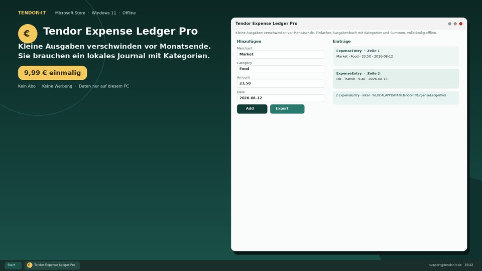 Tendor Expense Ledger Pro Screenshot