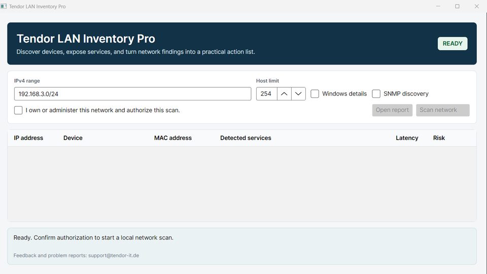 Tendor LAN Inventory Pro Screenshot