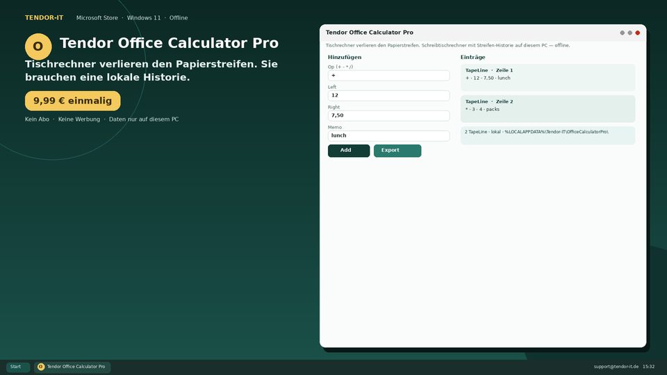Tendor Office Calculator Pro Screenshot