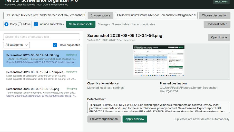 Tendor Screenshot Organizer Pro Screenshot
