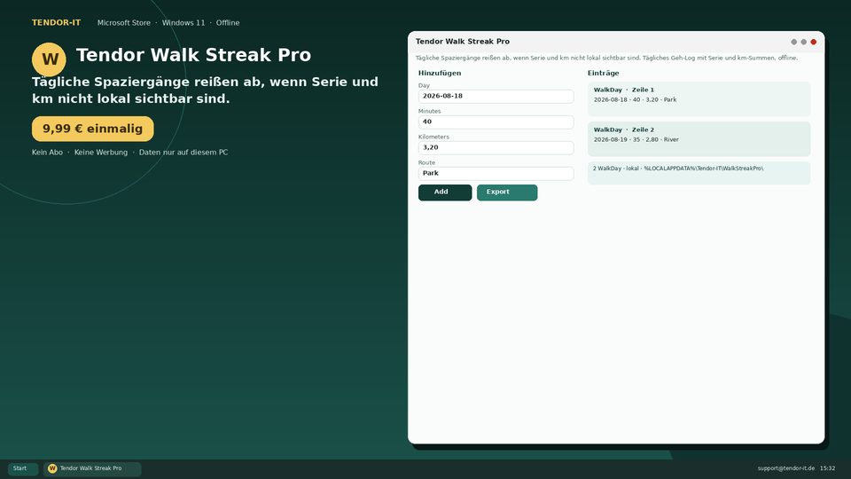 Tendor Walk Streak Pro Screenshot